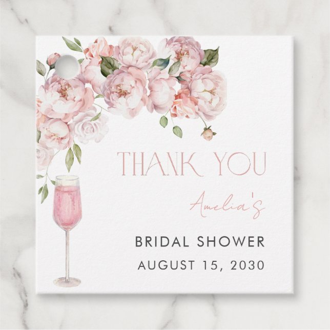 Modern Pink Floral Brautparty Danke Geschenkanhänger (Vorderseite)