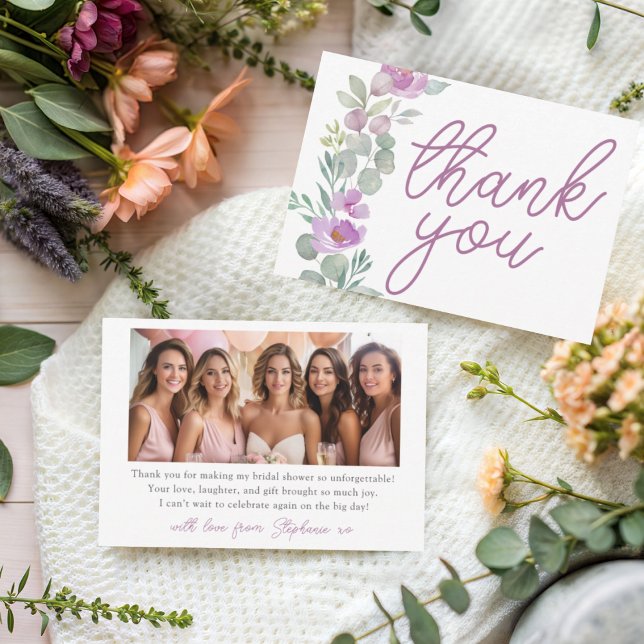 Modern Pink Floral Bridal Shower Thank You Dankeskarte (Von Creator hochgeladen)