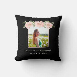 Modern, Pink Flower Blumengestaltung Abschlussklas Kissen
