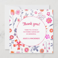 Modern Pink Flower Garden Boho Danke Karte
