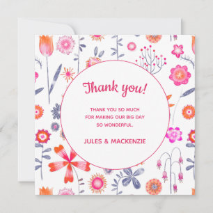 Modern Pink Flower Garden Boho Danke Karte