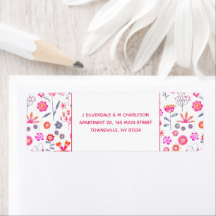 Modern Pink Flower Garden Boho Rücksendeadresse