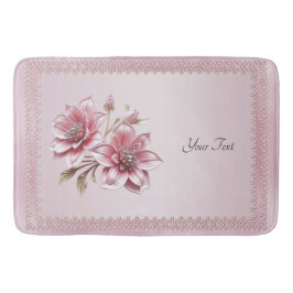Modern Pink Flowers Bath Mat Badematte