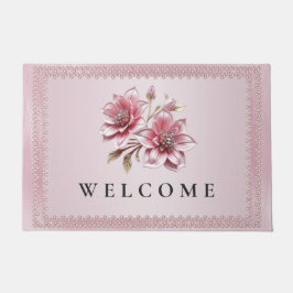 Modern Pink Flowers Doormat Fußmatte