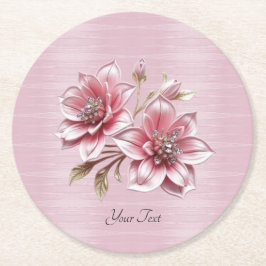 Modern Pink Flowers Paper Coaster Runder Pappuntersetzer