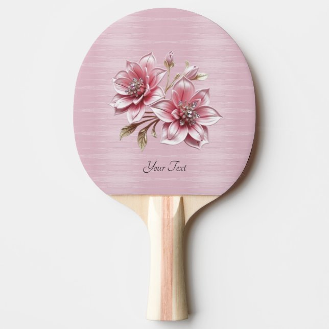 Modern Pink Flowers Ping Pong Paddle Tischtennis Schläger (Vorderseite)