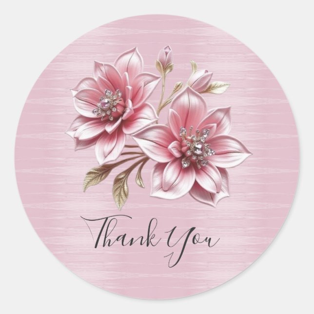Modern Pink Flowers Sticker (Vorderseite)