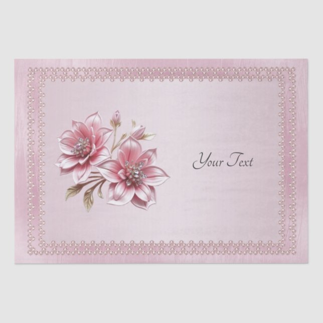 Modern Pink Flowers Tissue Paper Seidenpapier (Vorderseite)