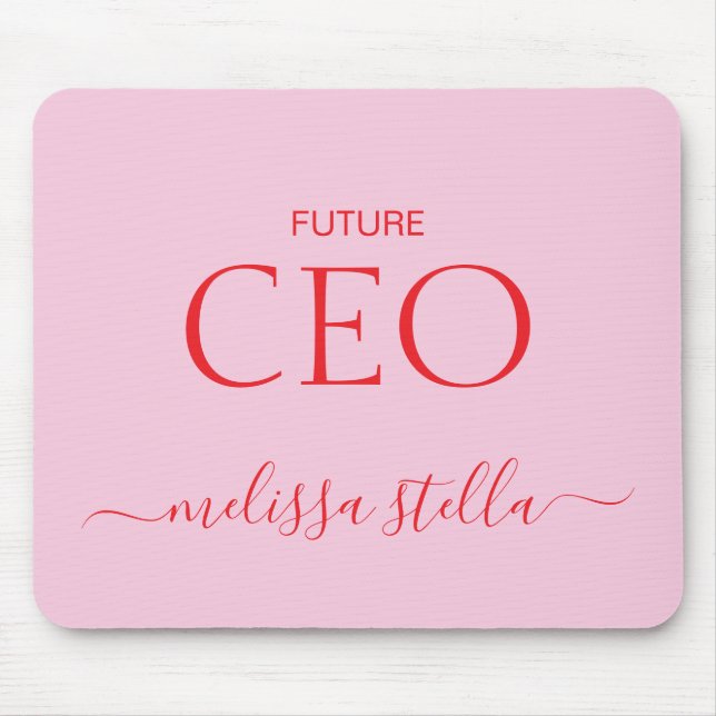Modern Pink Future CEO Name | Bestes Mädchen-Gesch Mousepad (Vorne)