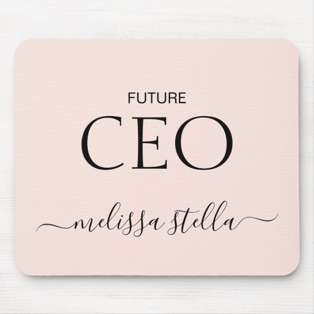 Modern Pink Future CEO Name | Bestes Mädchen-Gesch Mousepad (Vorne)