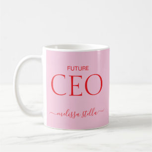 Modern Pink Future CEO Name   Mädchen-Geschenk Kaffeetasse