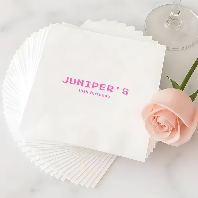 Modern Pink Gamer Girl Birthday Party Serviette (Von Creator hochgeladen)