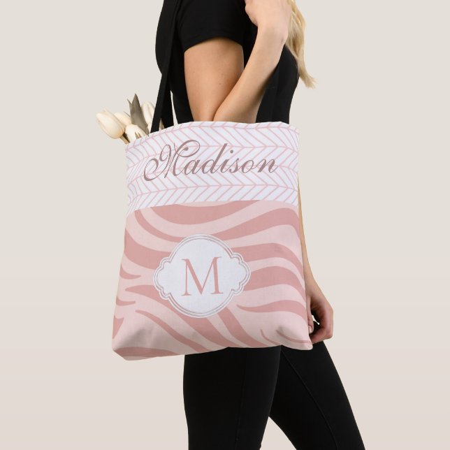 Modern Pink Geometric Zebra Trendy Monogram (Von Nahem)