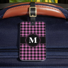 Modern Pink Gingham Monogram