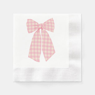Modern Pink Gingham Romantischer Coquette Bow Cool Serviette