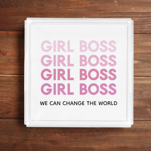 Modern Pink Girl Boss Bestes Girl-Geschenk Acryl Tablett