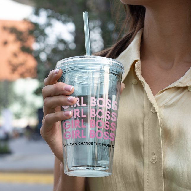 Modern Pink Girl Boss Bestes Girl-Geschenk Acryltrinkbecher (Von Creator hochgeladen)