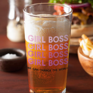 Modern Pink Girl Boss Bestes Girl-Geschenk Glas