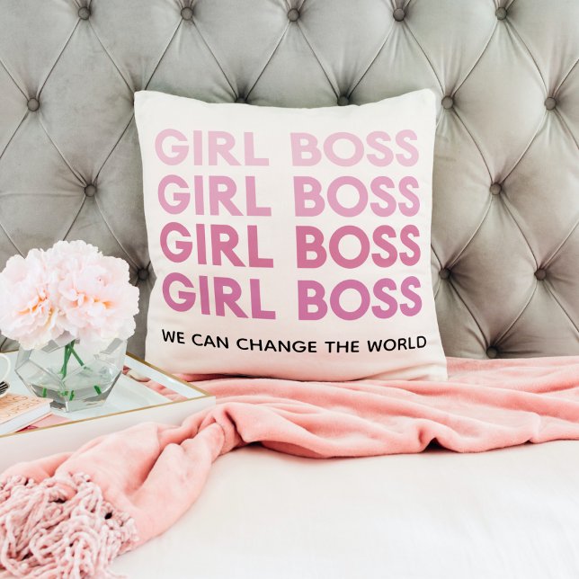Modern Pink Girl Boss Bestes Girl-Geschenk Kissen (Von Creator hochgeladen)