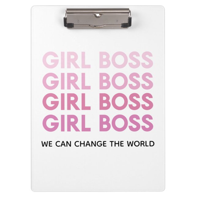 Modern Pink Girl Boss Bestes Girl-Geschenk Klemmbrett (Vorderseite)