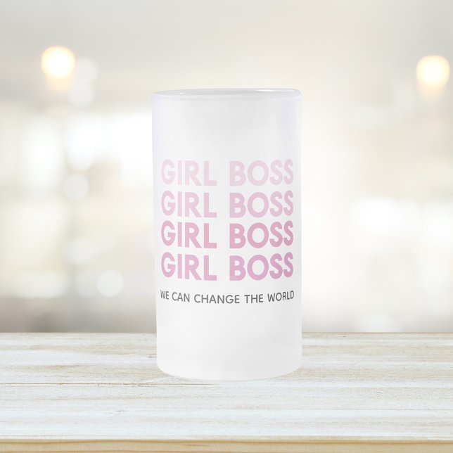 Modern Pink Girl Boss Bestes Girl-Geschenk Mattglas Bierglas (Von Creator hochgeladen)