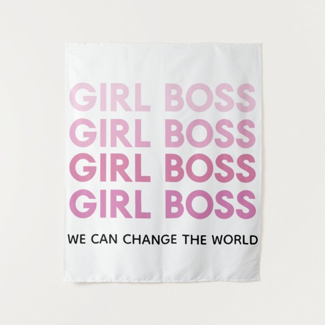 Modern Pink Girl Boss Bestes Girl-Geschenk Wandteppich (Vorderseite)