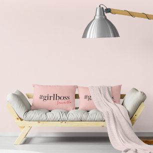 Modern Pink Girl Boss & Name Best Girly Dekokissen