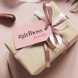 Modern Pink Girl Boss & Name Best Girly Geschenkanhänger