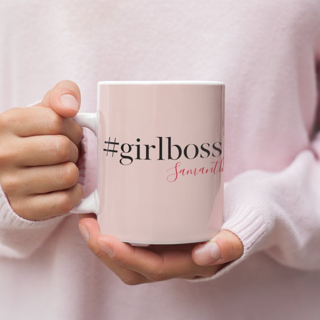 Modern Pink Girl Boss & Name Best Girly Kaffeetasse (Von Creator hochgeladen)