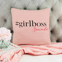Modern Pink Girl Boss & Name Best Girly Kissen