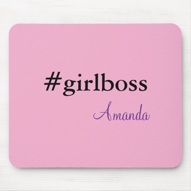 Modern Pink Girl Boss & Name | best Girly Mousepad (Vorne)