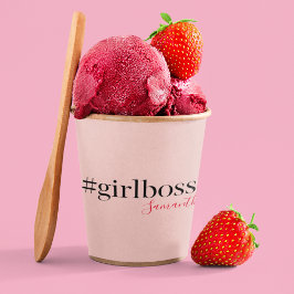 Modern Pink Girl Boss & Name Best Girly Pappbecher