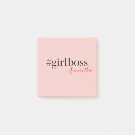 Modern Pink Girl Boss & Name Best Girly Post-it Klebezettel