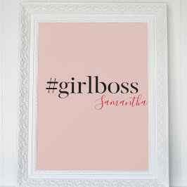 Modern Pink Girl Boss & Name Best Girly Poster