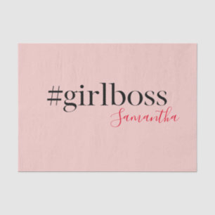 Modern Pink Girl Boss & Name Best Girly Seidenpapier