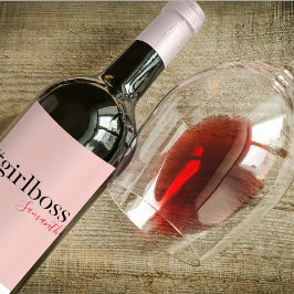 Modern Pink Girl Boss & Name Best Girly Weinetikett