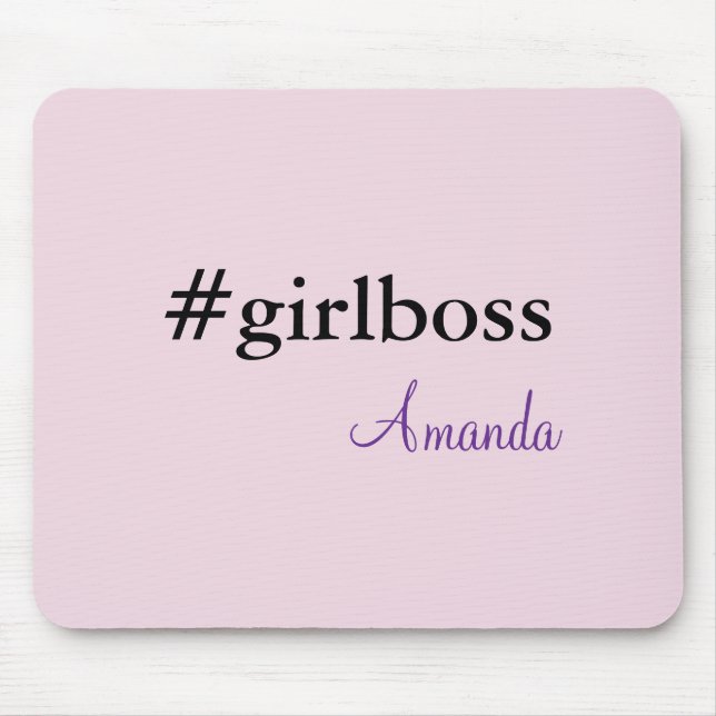 Modern Pink Girl Boss & Name | beste Girly Mousepa Mousepad (Vorne)
