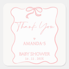 Modern Pink Girl Bow Baby Dusche Danke Sticker