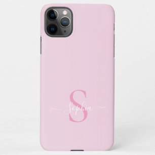 Modern Pink Girly Monogram Stilvoller Name iPhone 11Pro Max Hülle