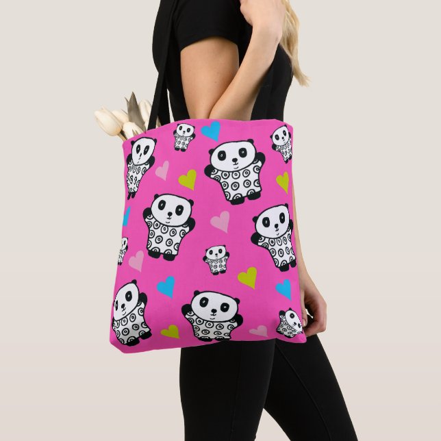 Modern Pink Girly Niedlich Kawaii Panda Bärenherze (Von Nahem)