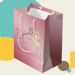 Modern Pink Glitzer Balloons Promo Gift Bag Mittlere Geschenktüte