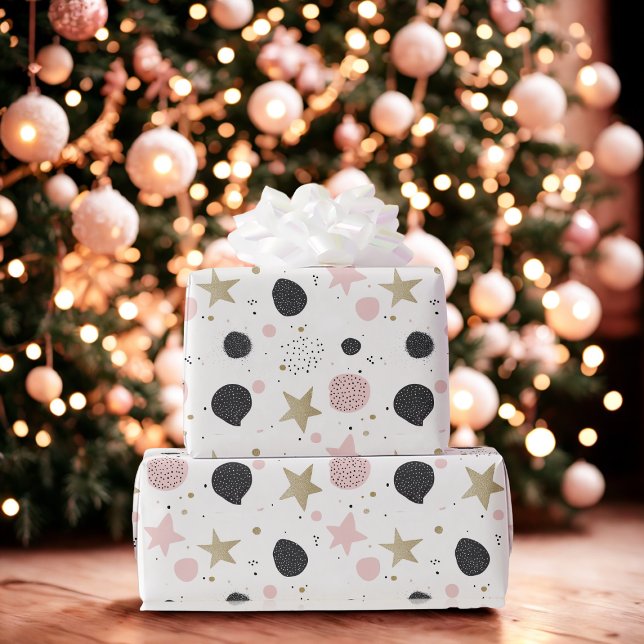 Modern Pink Gold Abstract Christmas Wrapping Paper Geschenkpapier (Von Creator hochgeladen)