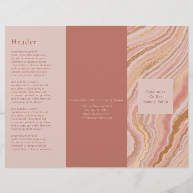 Modern Pink Gold Abstrakt Elegante Trifold Broschü (Vorderseite)