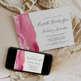 Modern Pink Gold Agate Hochzeitseinladung Einladung