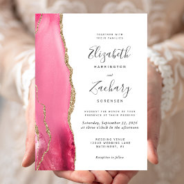 Modern Pink Gold Agate Hochzeitseinladung Einladung
