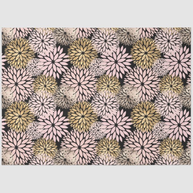 Modern Pink Gold Dahlia Floral Seidenpapier (Vorderseite)
