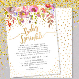 Modern Pink Gold Floral Baby Einladung