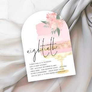 Modern Pink Gold Geburtstagskuchen 80. Party Arch Einladung