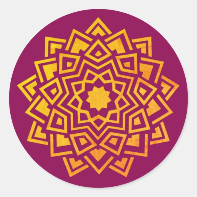Modern Pink Gold Mandala Indischer Umschlag Aufkle Runder Aufkleber (Vorderseite)