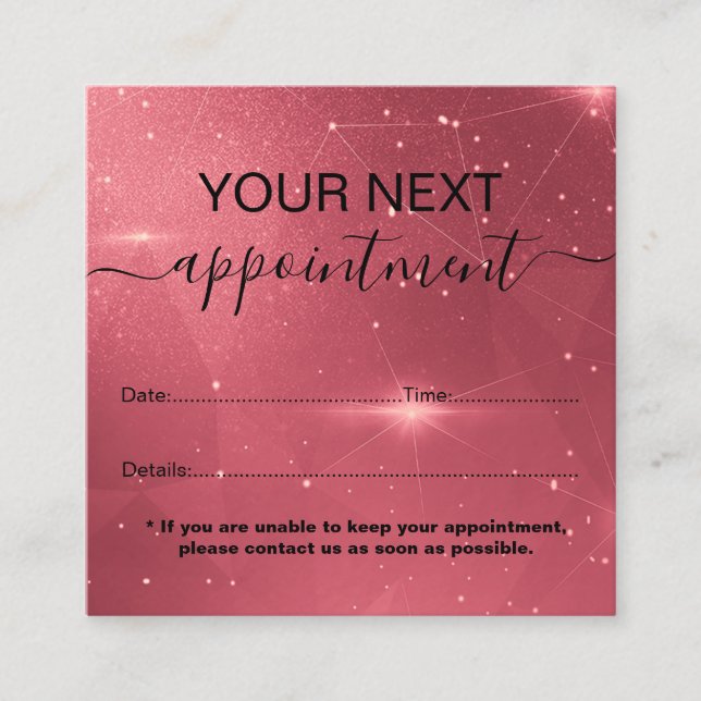 Modern Pink Gold Watercolor Appoinment Card Terminkarte (Vorderseite)
